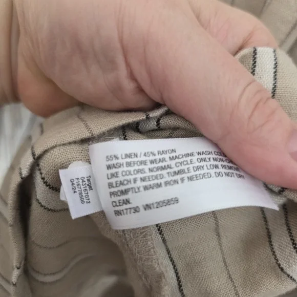 Goodfellow & Co Shirt Mens Size XL Tan White Black Stripes Button Up Linen Blend - Picture 5 of 6